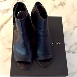 Vince Women's Black Leather Peep-Toe Booties